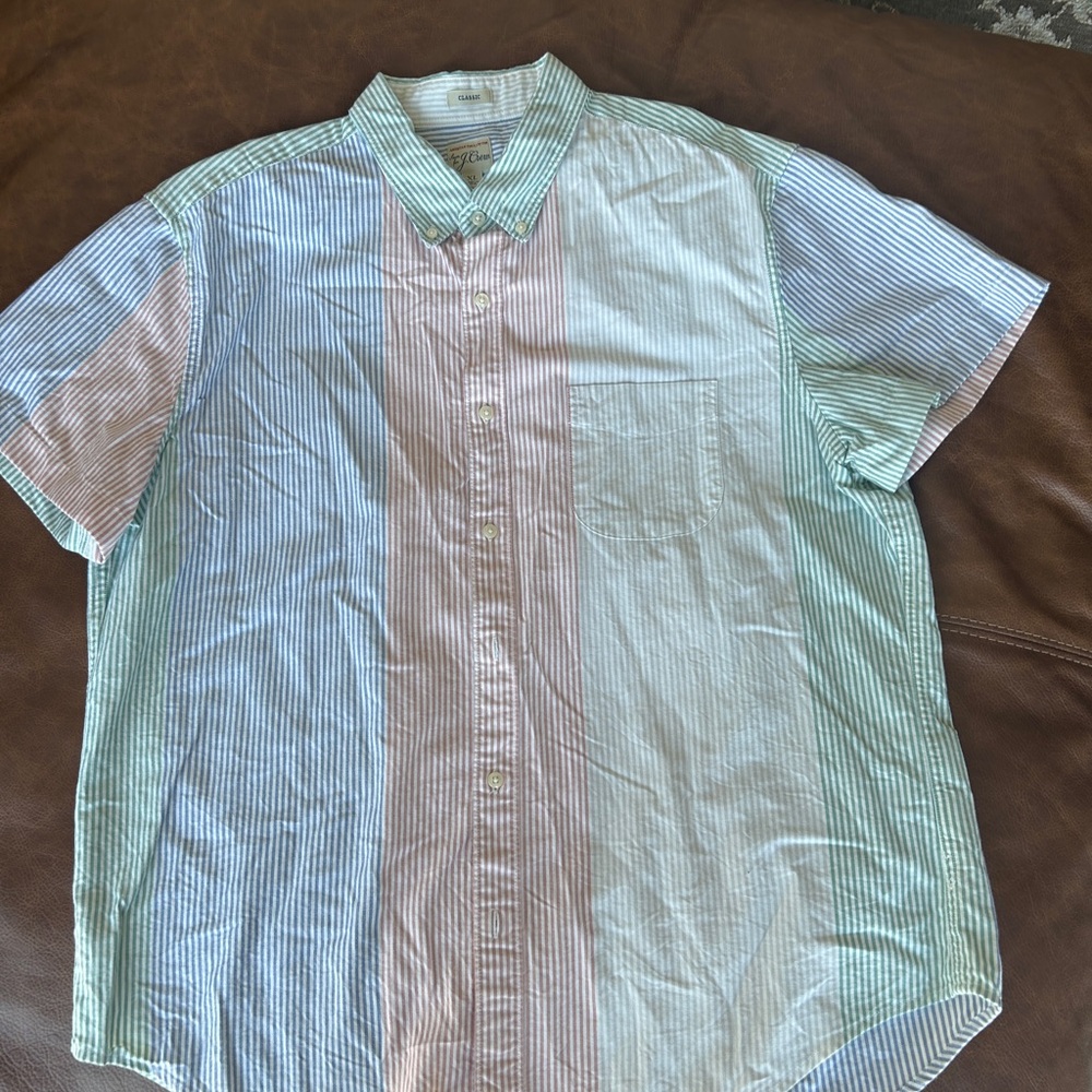 Jcrew Multicolor Striped Men's short sleeve button down Shirt